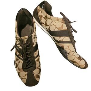 Coach Signature Canvas Sneakers Brown Tan Size 11 Lace Up